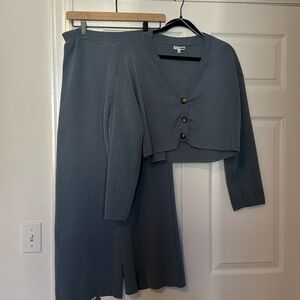 Blue Sweater Pants Two-piece